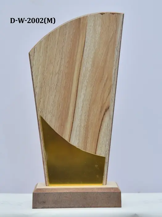 Premium wooden award plaque with gold accent